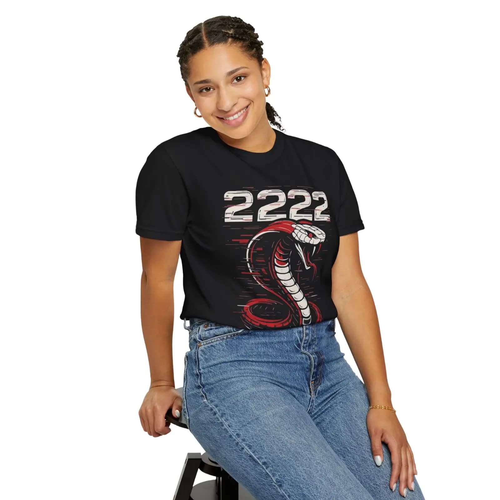 Famsar Viper 2222  Premium Black Graphic Tee