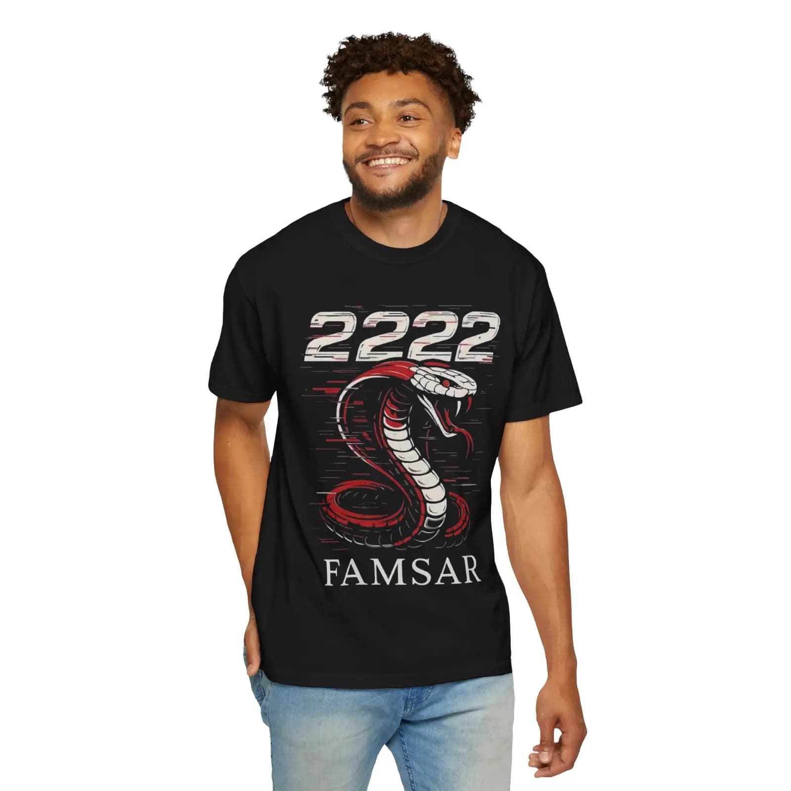Famsar Viper 2222  Premium Black Graphic Tee